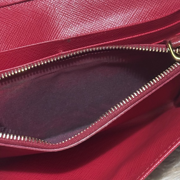 Prada Saffiano Leather Wallet On Chain Fuoco Red Gold Hardware Crossbody 1MH132 - Picture 11 of 16